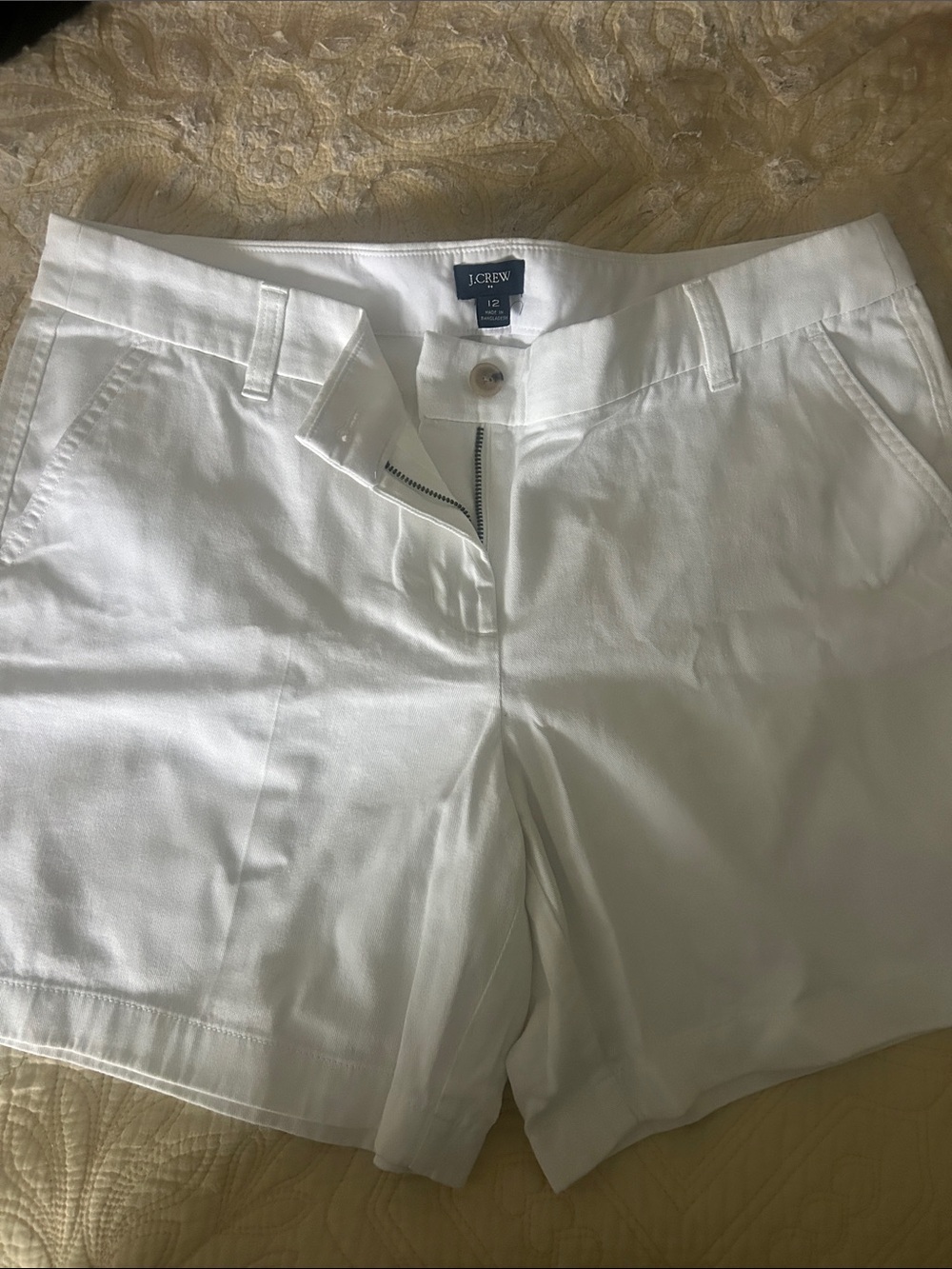 J. Crew White Cotton Mid-Rise Bermuda Shorts
